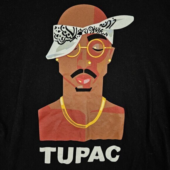 Cross Colours Tupac Shakur 2Pac T-Shirt Black Short Sleeve Men's XL Hip Hop - Picture 7 of 10